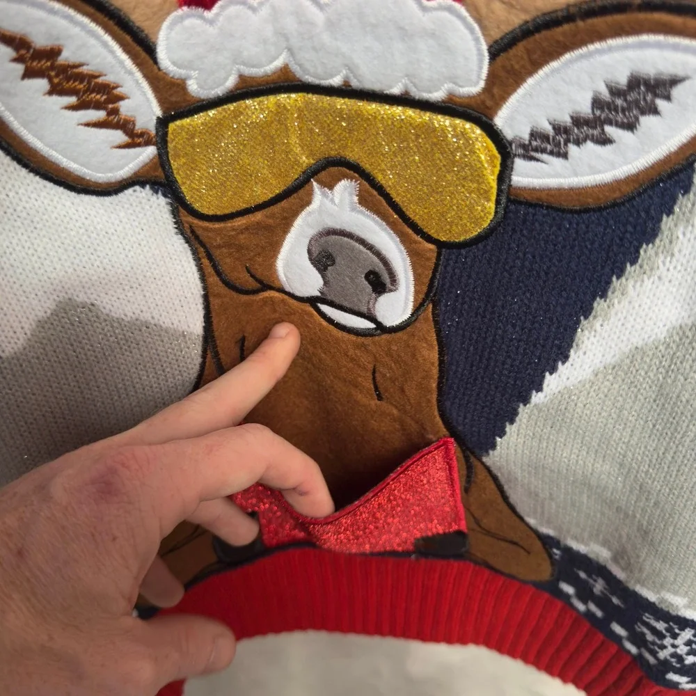 Holiday Hype Ugly Christmas Sweater Reindeer Drink Holder Pouch Men's‎ M